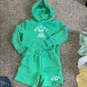 Ralph Lauren Boy's Tennis-Inspired Graphic Hoodie and short set sz5